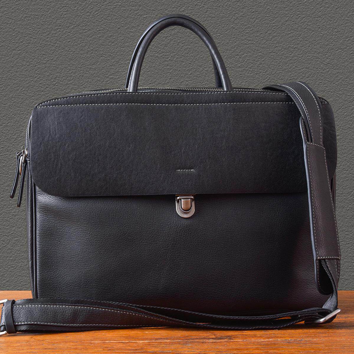 男士真皮多隔層手提包2412號