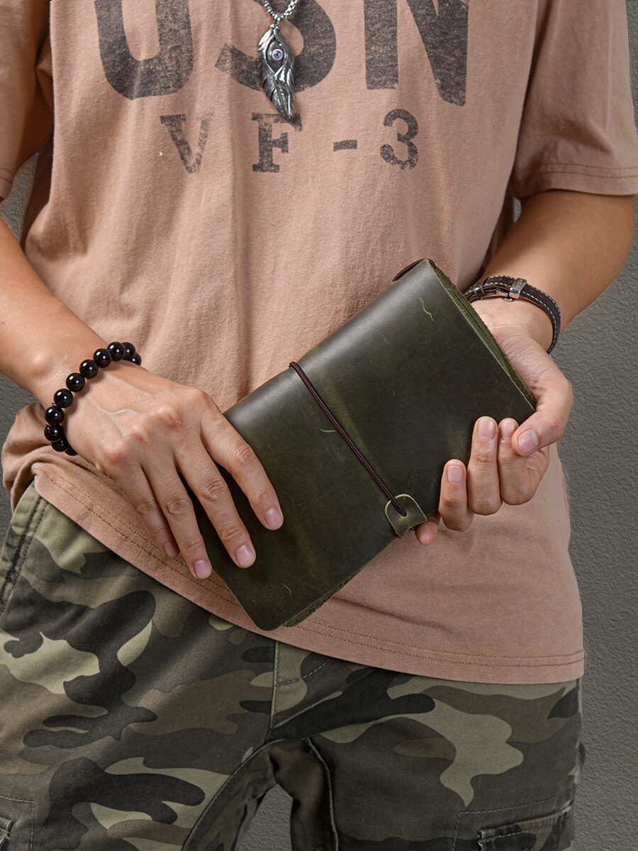 多功能瘋馬皮男士手拿包2413號