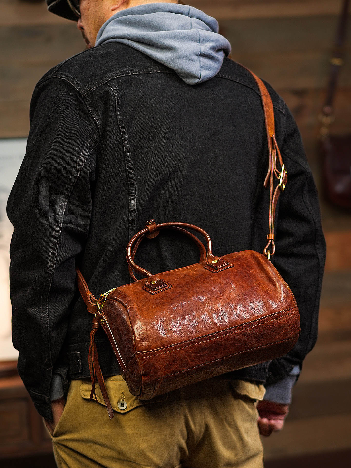 復古風男士大容量手提斜背包LB214號