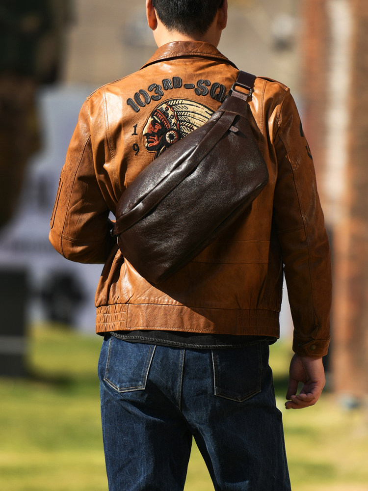 DEEPKEE真皮潮流時尚胸包0017號