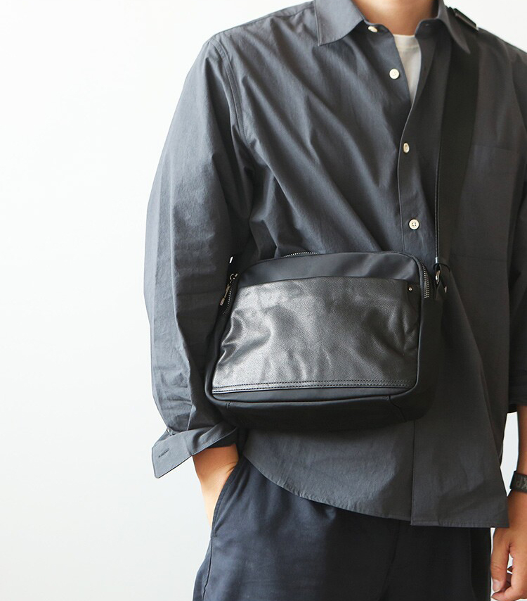 DEEPKEE尼龍配皮男式斜背包LB667號