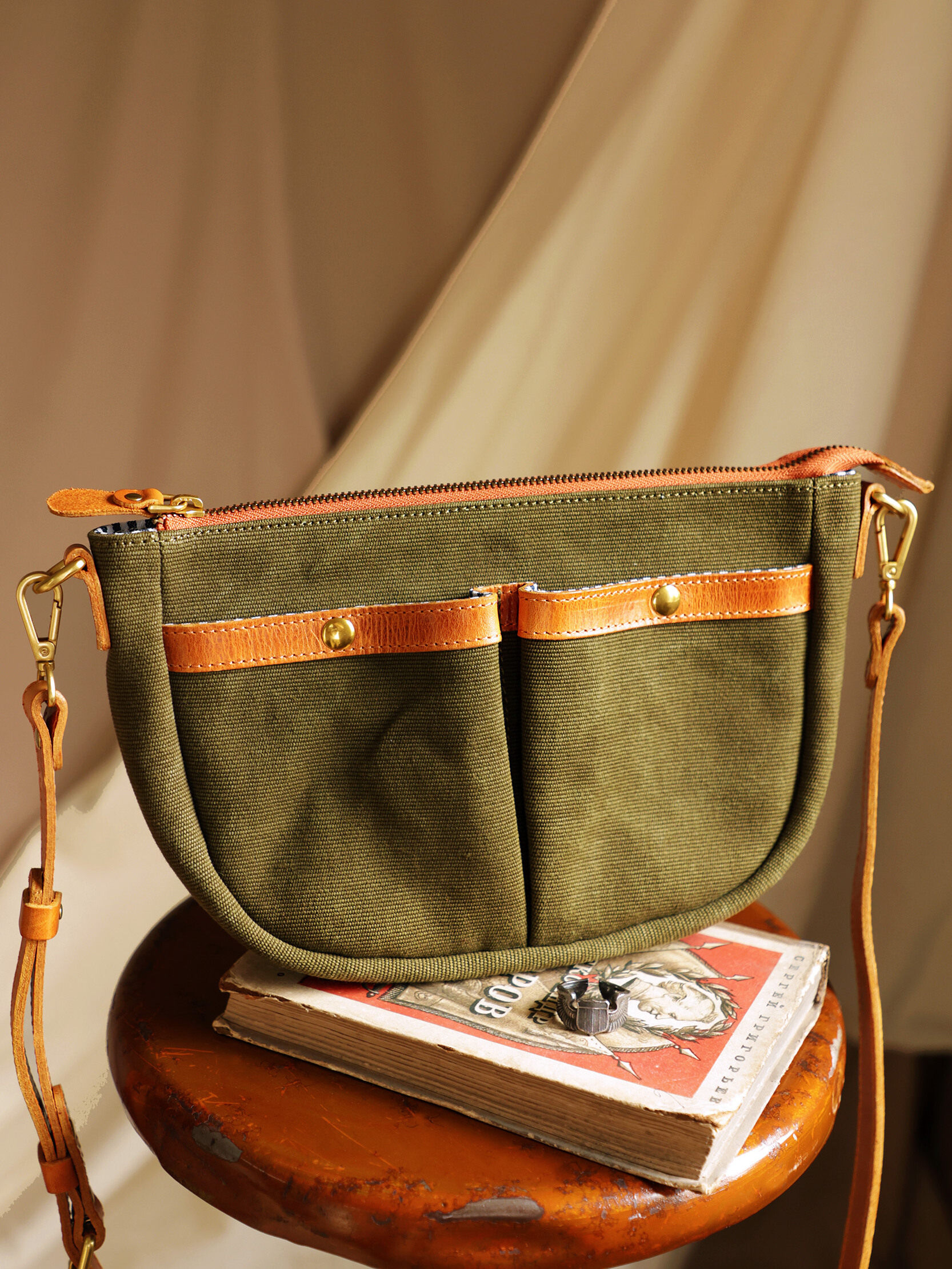 DEEPKEE日系文藝復古植鞣牛皮加厚帆布2923號