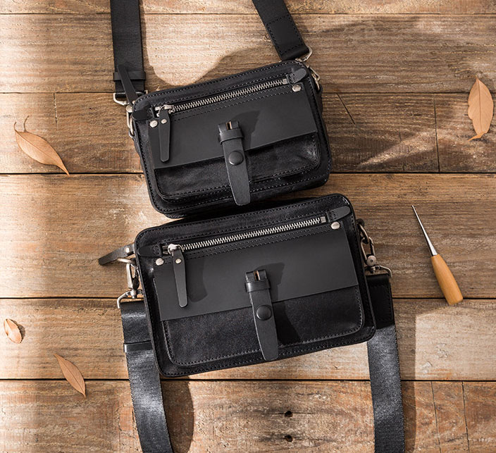 DEEPKEE眞皮男女同款斜背包8122號