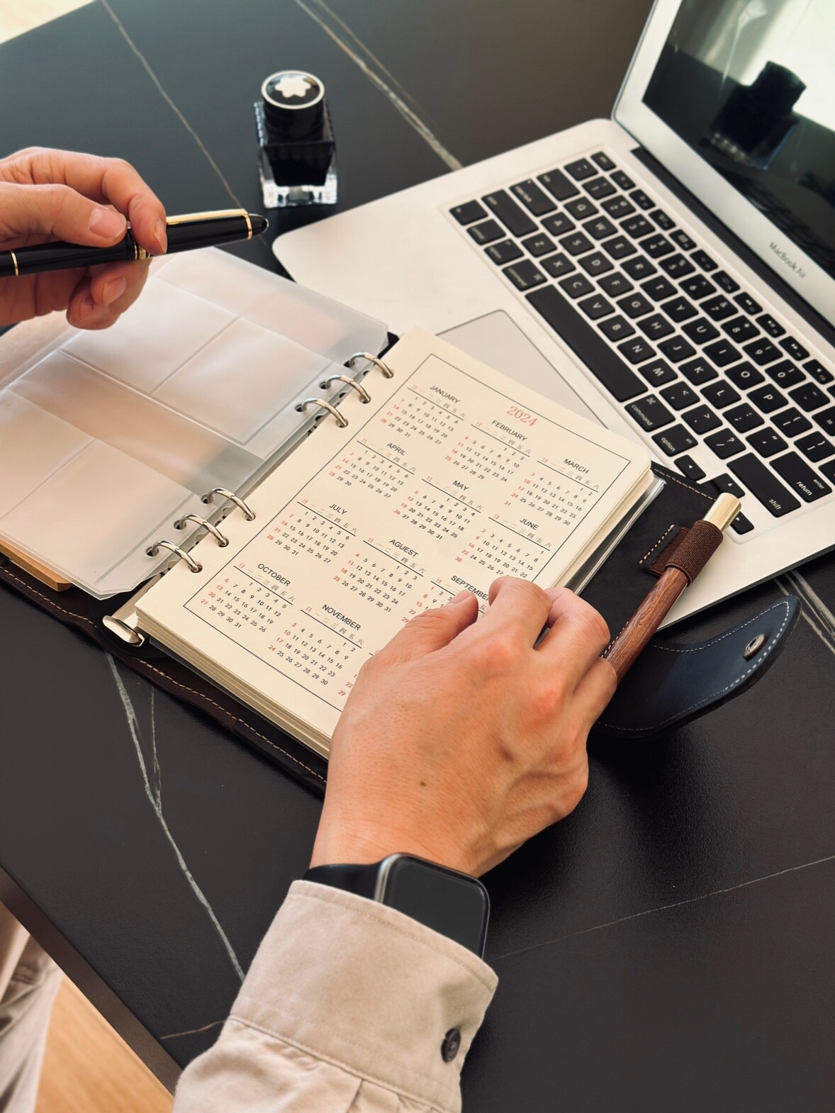 DEEPKEE真皮活頁手賬本A6A7A5牛皮日記本筆記本商務會議記事本禮物1205號