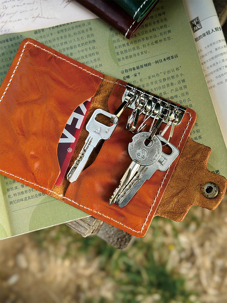 DEEPKEE卡包錢包一體真皮鑰匙扣M1036號