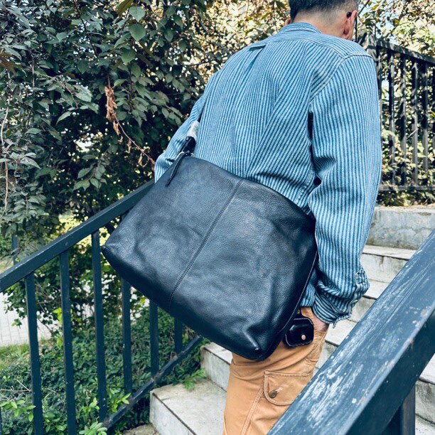 DEEPKEE復古軟牛皮大容量斜背包71616號