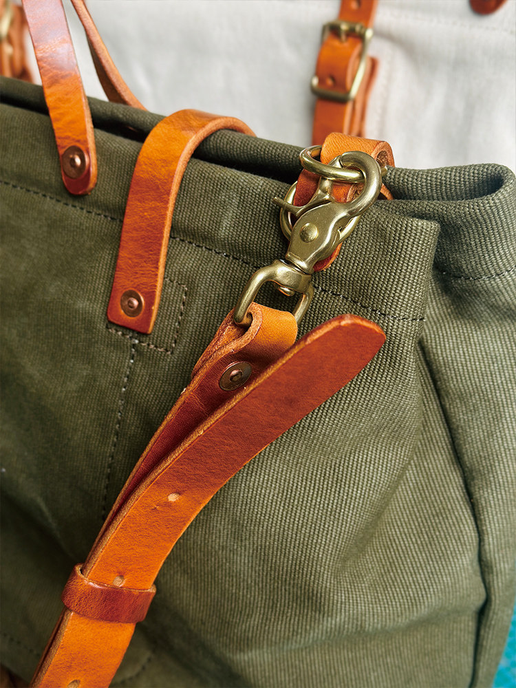 DEEPKEE美式復古重磅帆布包手工加厚Vintage拼皮托特包6560號