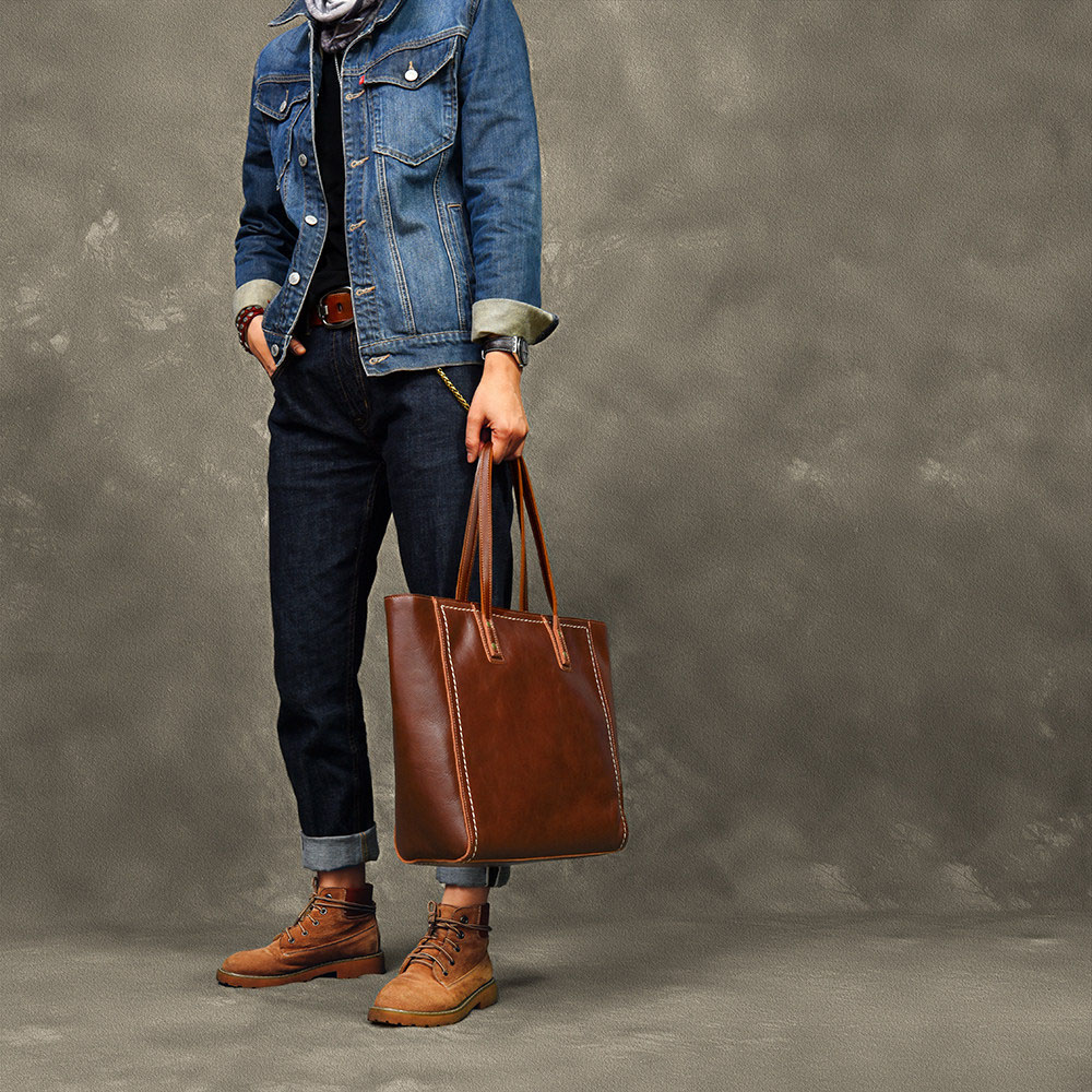 復古真皮通勤托特包2406號