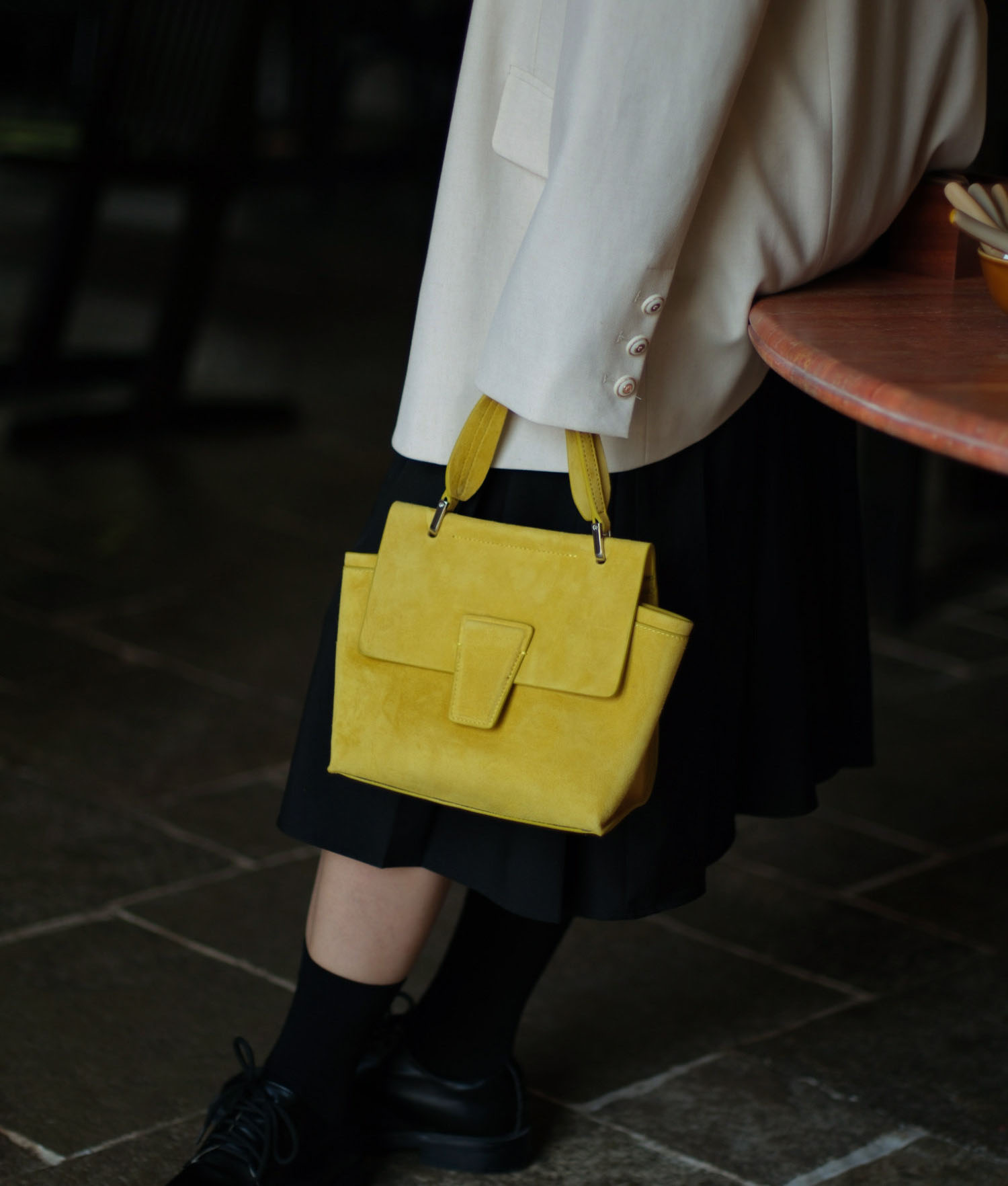 羊猄皮真皮翻蓋手提托特包C0311號