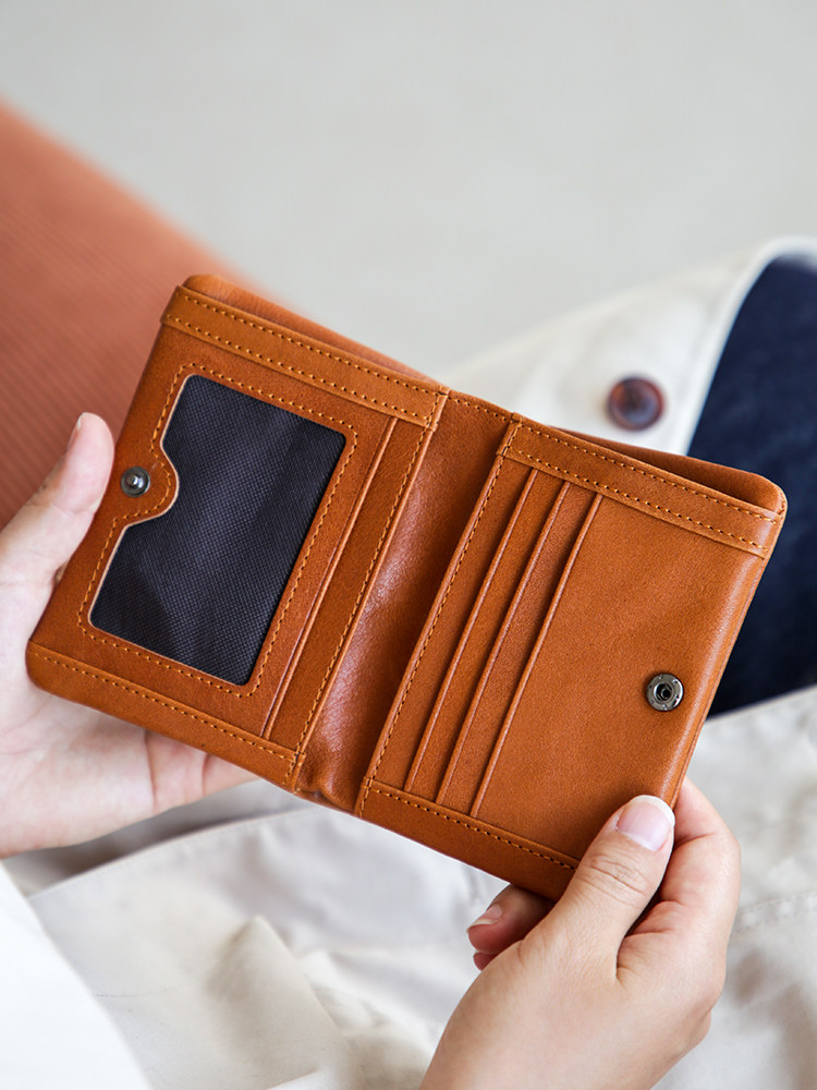 DEEPKEE 植鞣頭層牛皮短款錢包1391 號