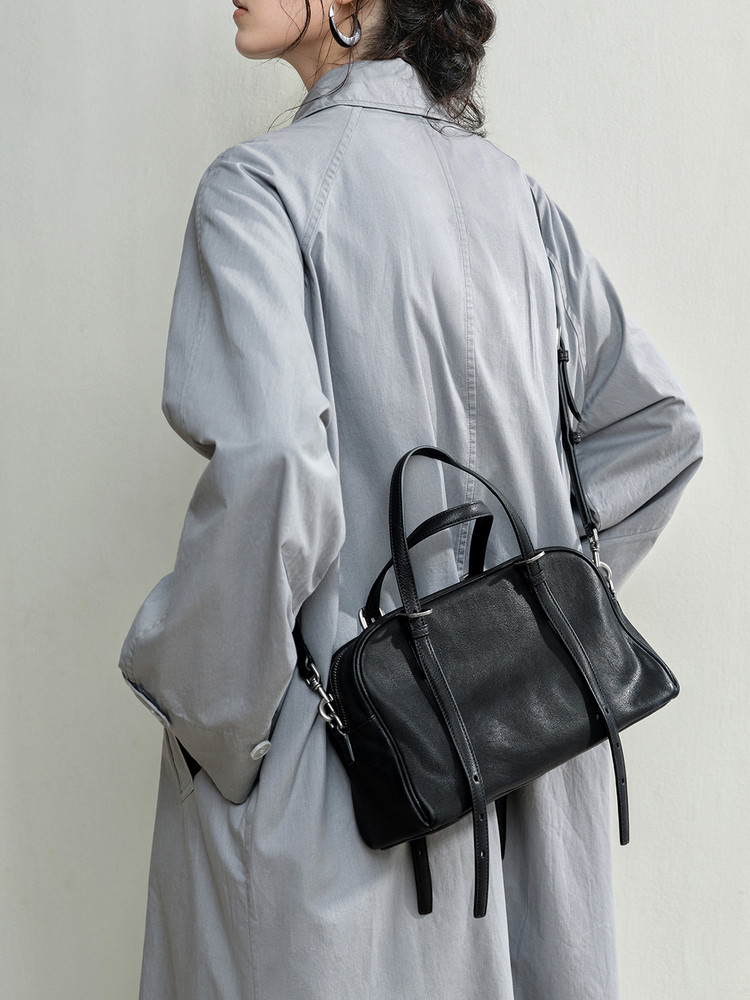 DEEPKEE 植鞣羊皮復古ボウリ女款真皮單肩包 ZA67578 號