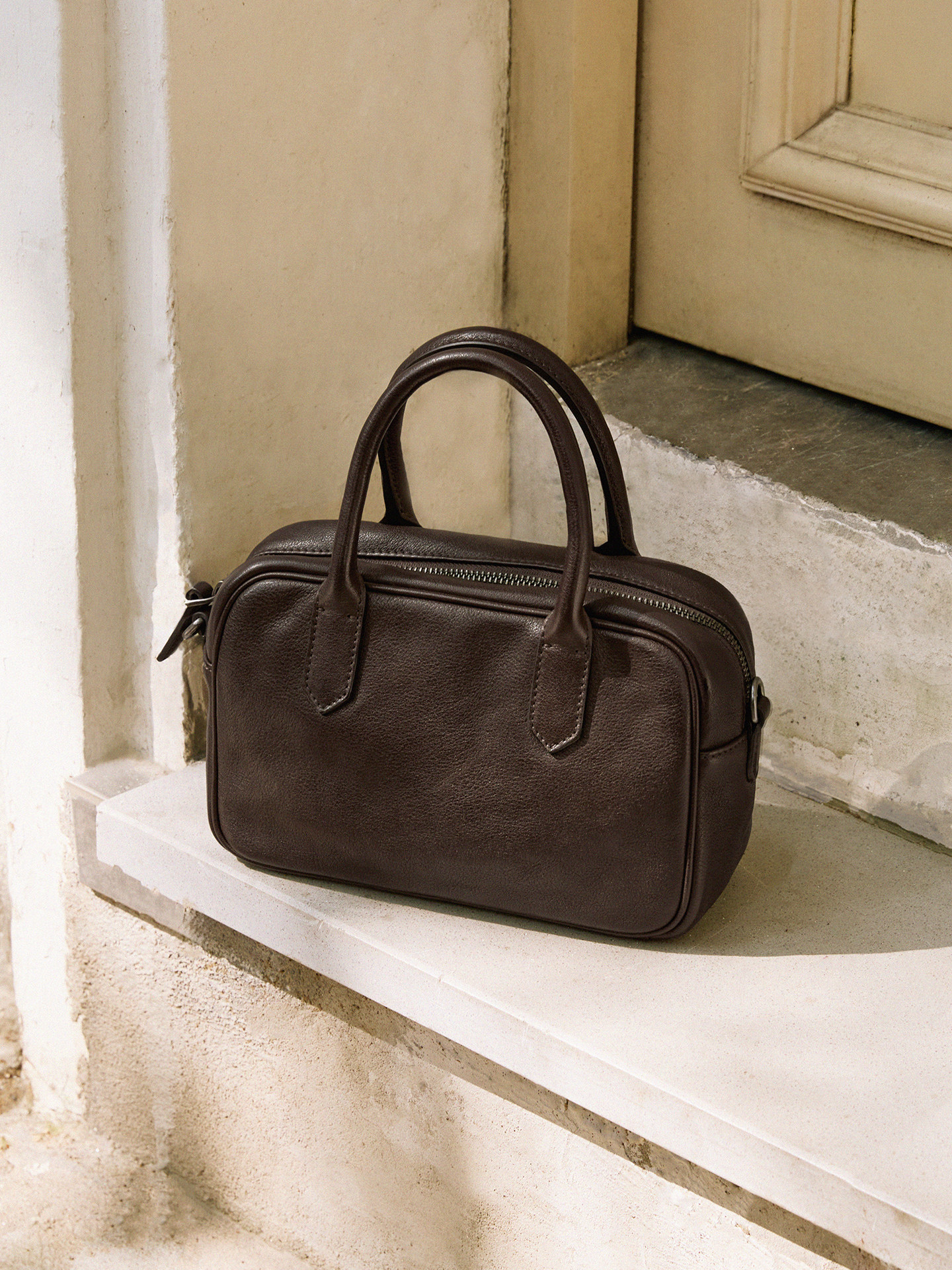 DEEPKEE 植鞣牛皮復古コミ真皮手提小方包女 05096524 號