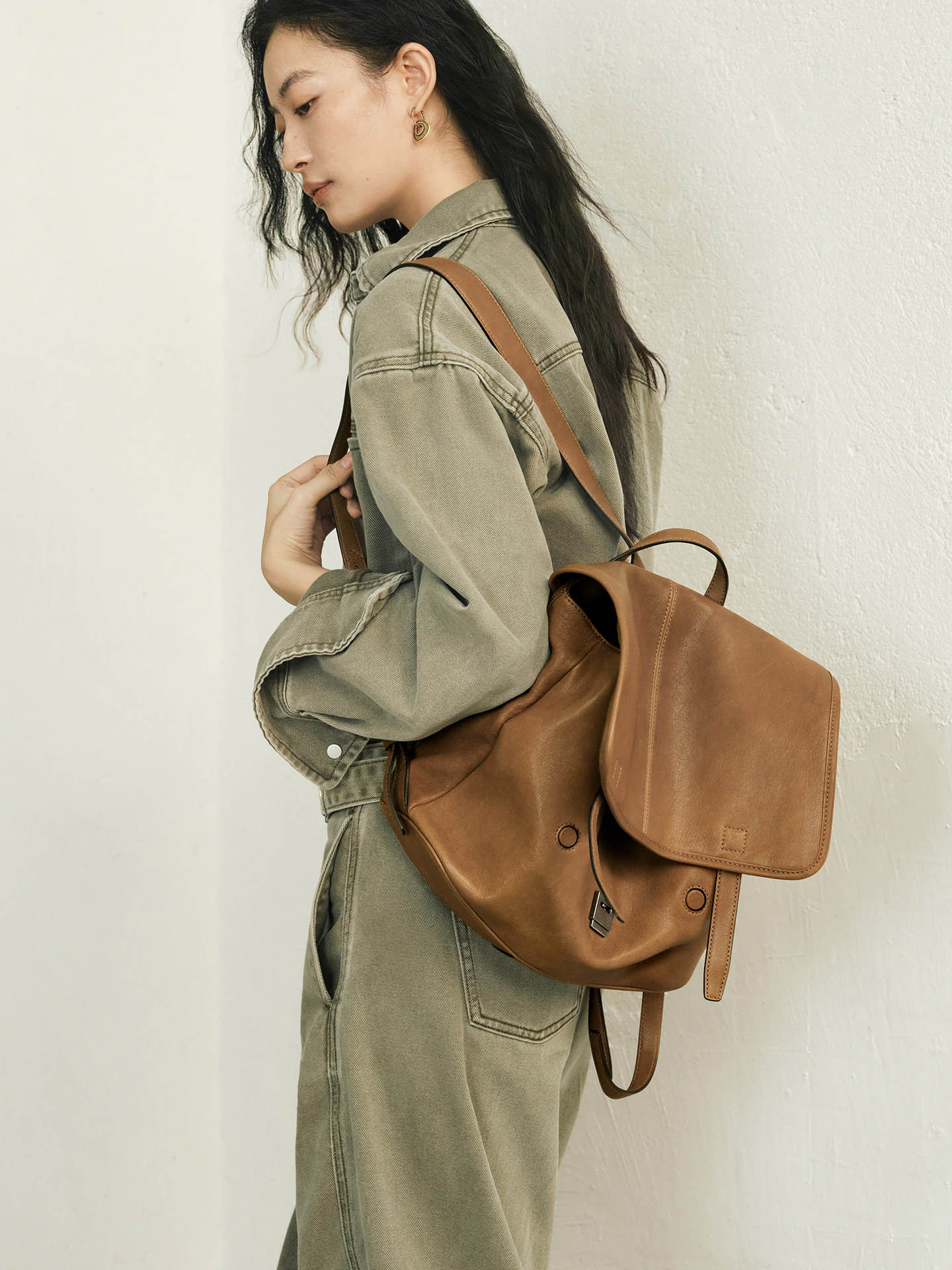 DEEPKEE 植鞣羊皮センジャ雙肩包 qiujia282 號