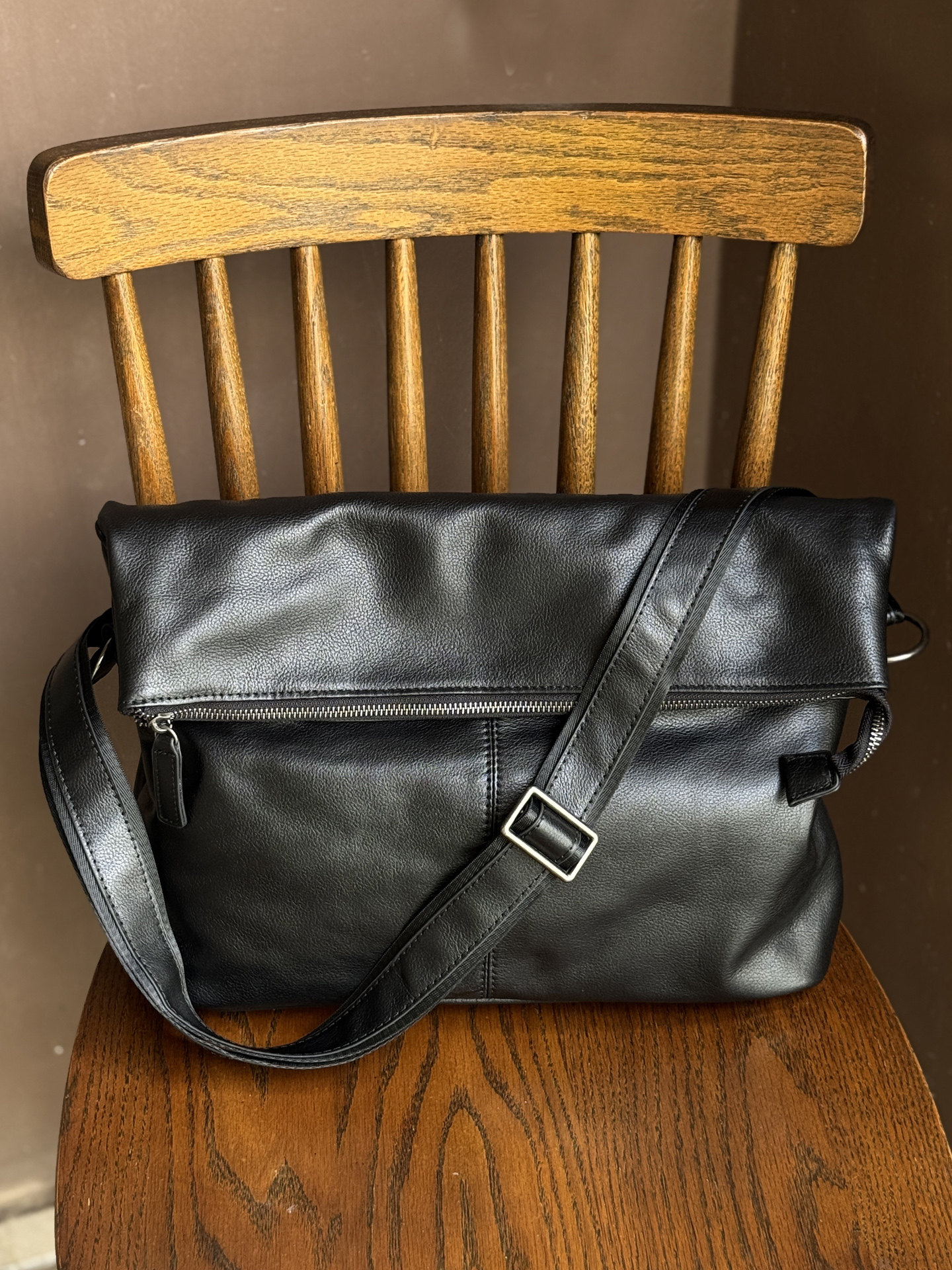 DEEPKEE頭層牛皮大容量單肩包7305號