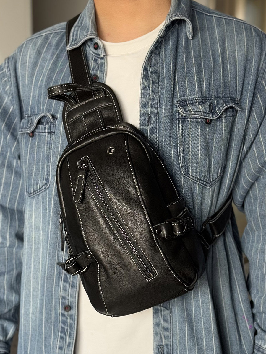 DEEPKEE時尚潮流真皮胸包0-19號