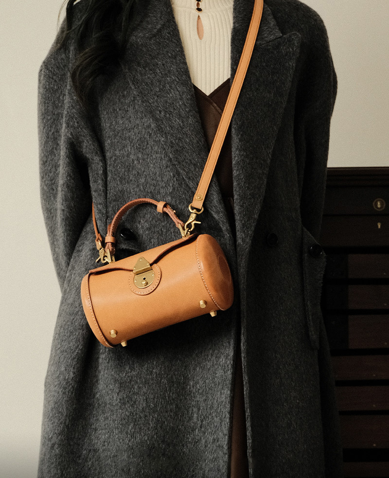 DEEPKEE復古手工牛皮圓筒包KB-2696號