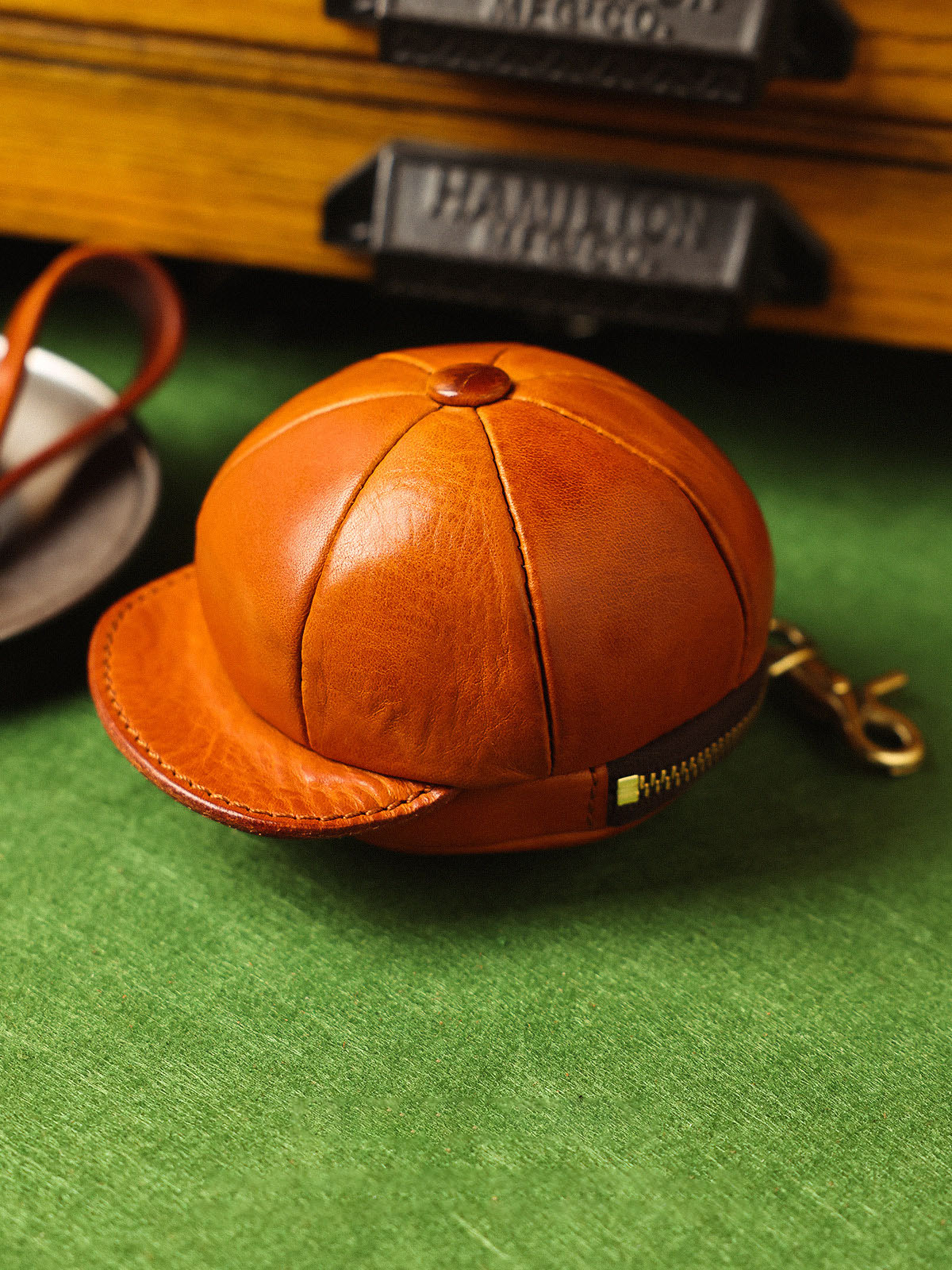 原創手工真皮鴨舌帽鑰匙包KW-8111號