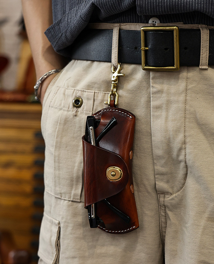 植鞣牛皮眼鏡收納盒KW-8030