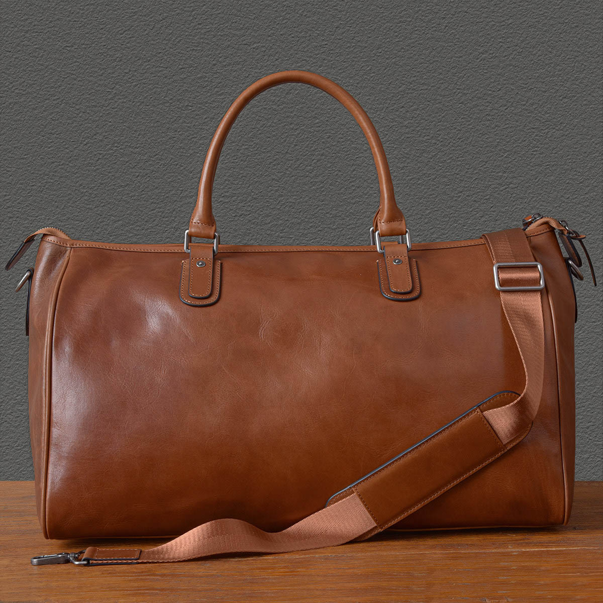 油蠟牛皮輕便真皮手拎旅行包2416號