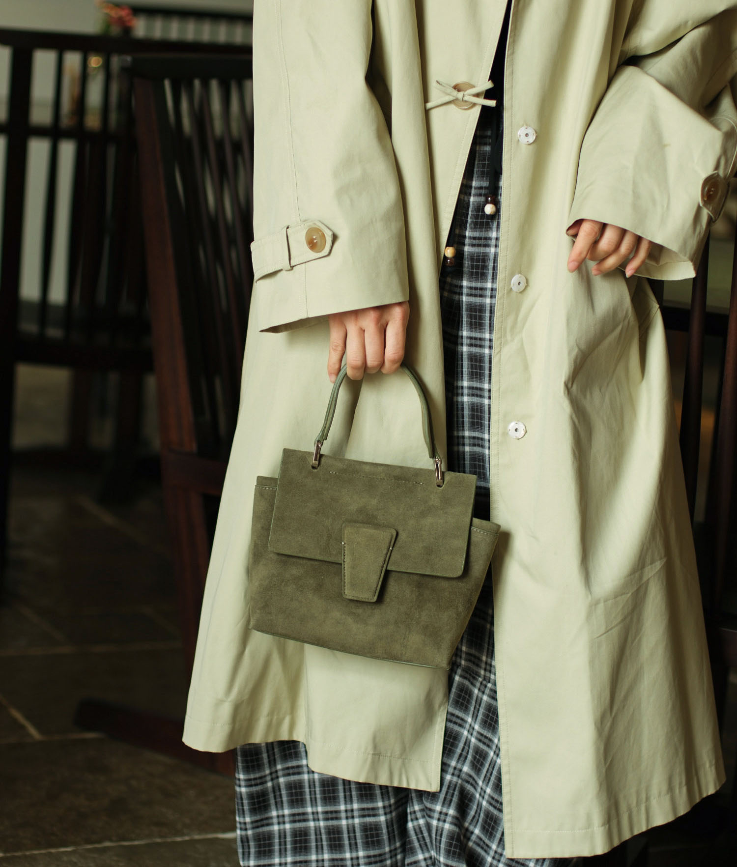 羊猄皮真皮翻蓋手提托特包C0311號