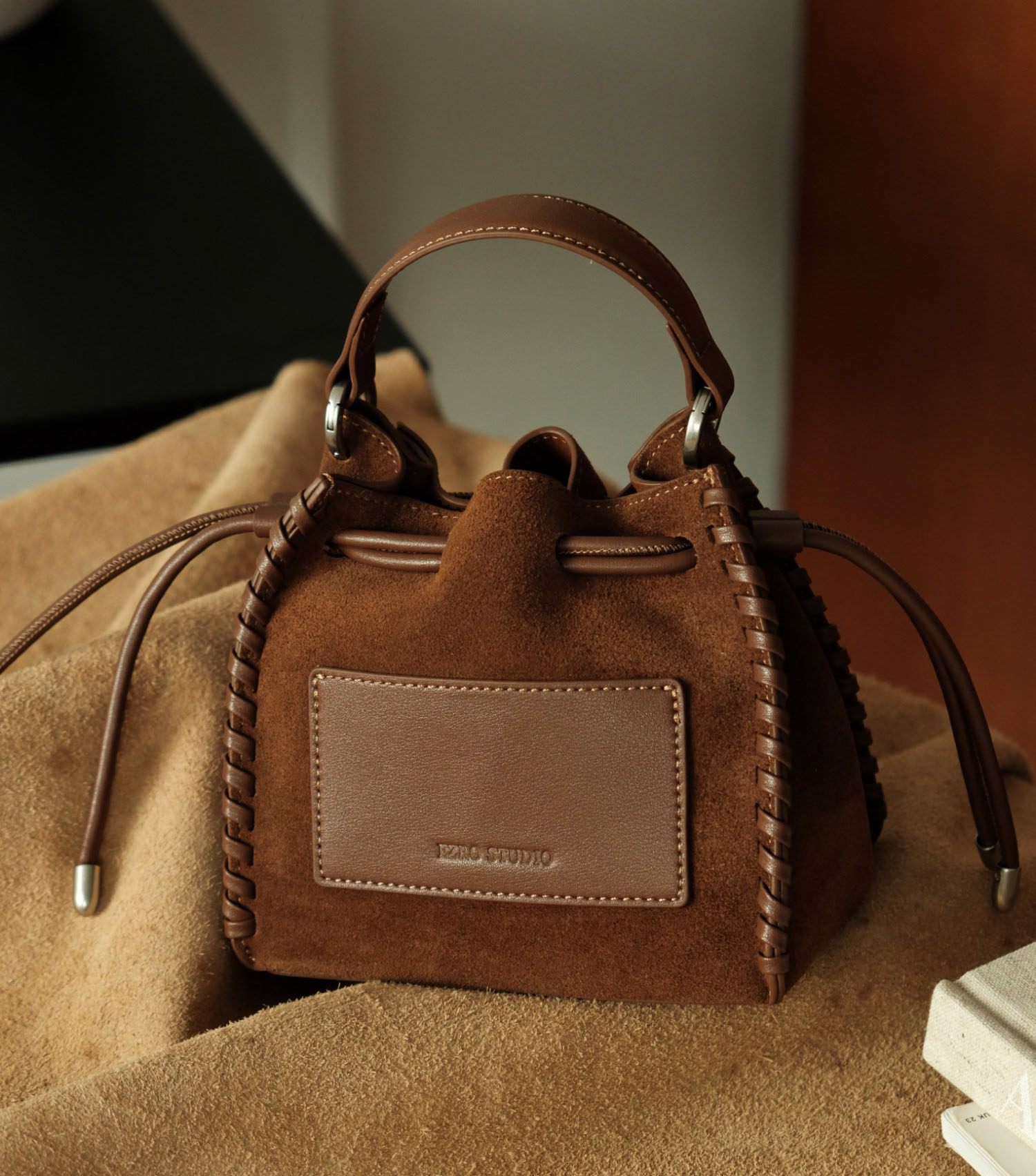 DEEPKEE 磨砂牛皮拼色抽繩福袋包 6267 號