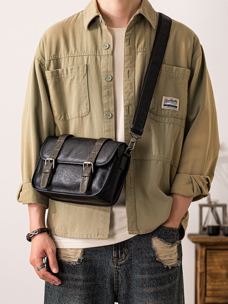 DEEPKEE 男士眞皮斜挎小包 0756 號