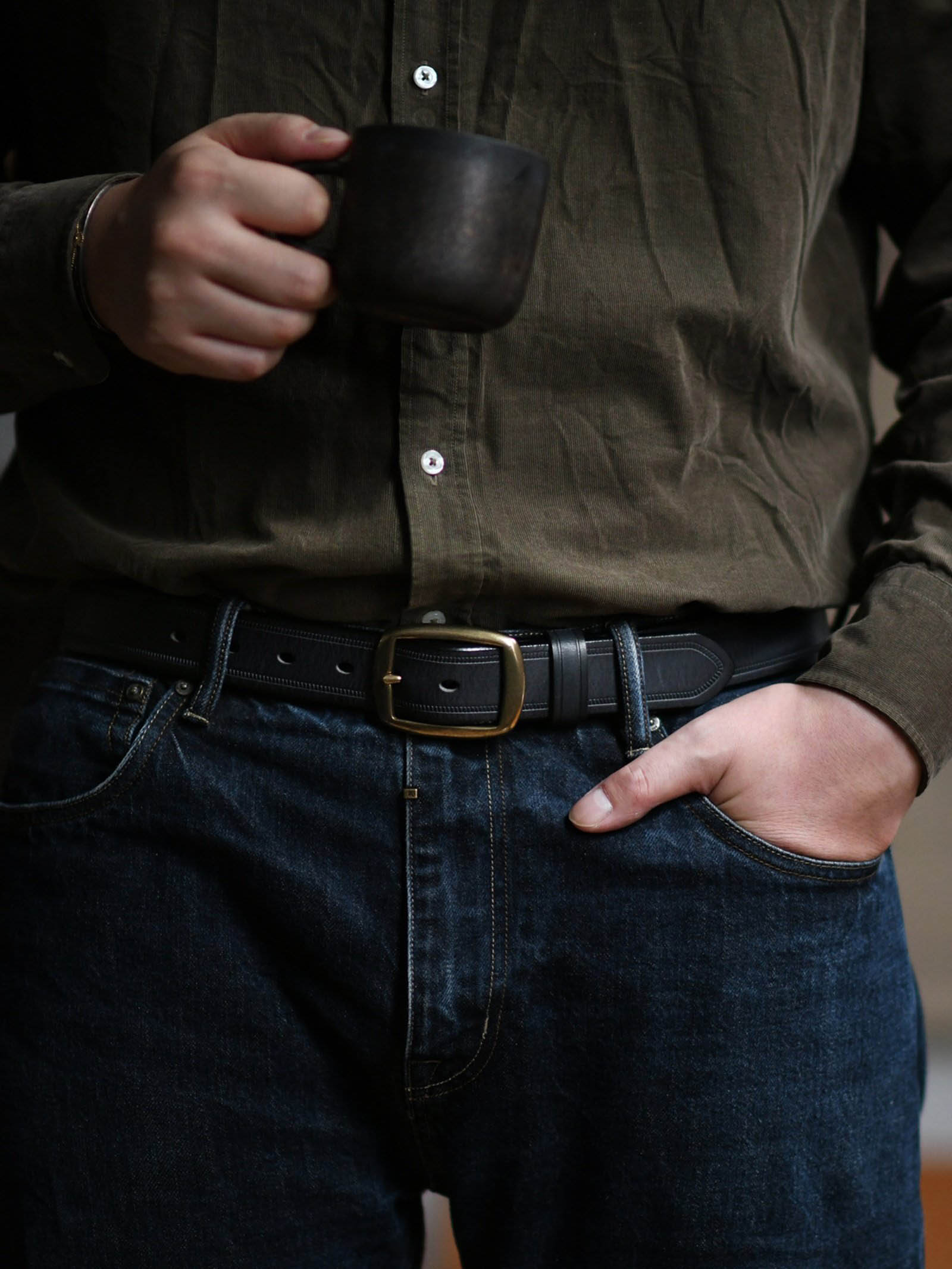 DEEPKEE 手作り純銅針扣頭層牛皮腰帶 0829 號