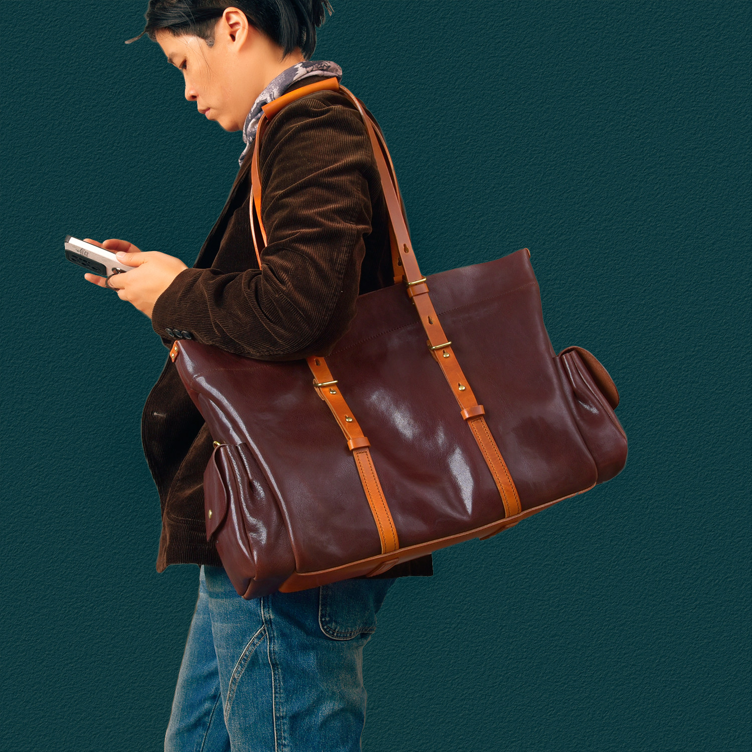 DEEPKEE 1552 號油蠟植鞣牛皮旅行包｜復古咔嘰風肩帶 手提斜挎兩用 短途出行天花板