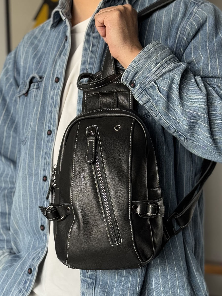 DEEPKEE時尚潮流真皮胸包0-19號