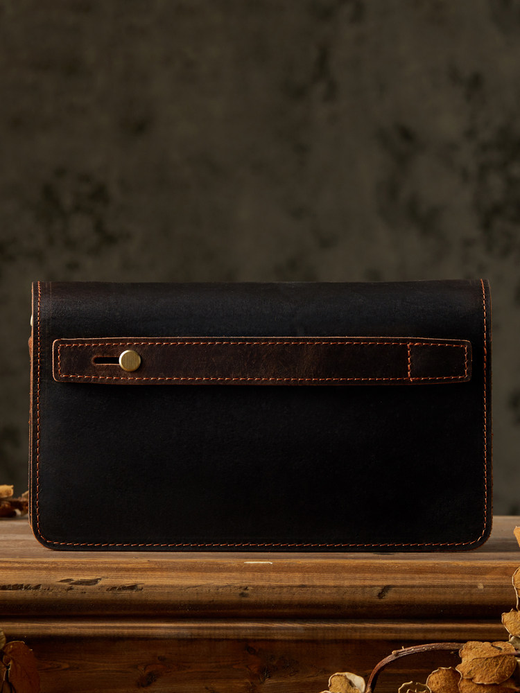 DEEPKEE雙拉鍊真皮手拿休閒錢包5554號