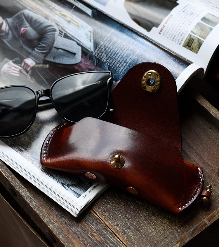 植鞣牛皮眼鏡收納盒KW-8030
