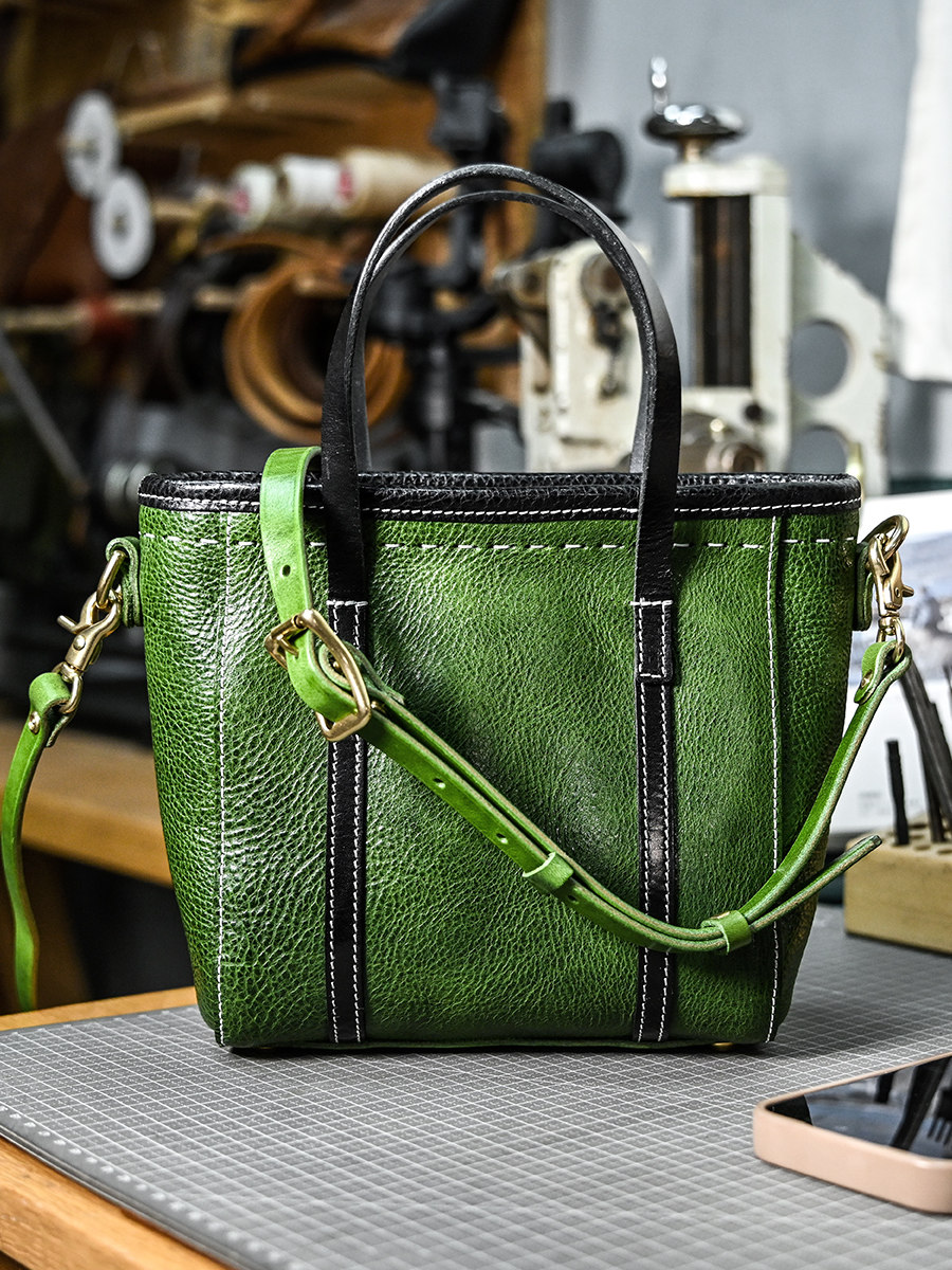 DEEPKEE 植鞣牛皮小托特包 355 號 單肩斜挎手提三用