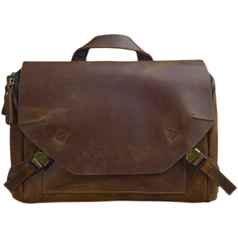 復古潮流瘋馬皮男士斜背包2409號