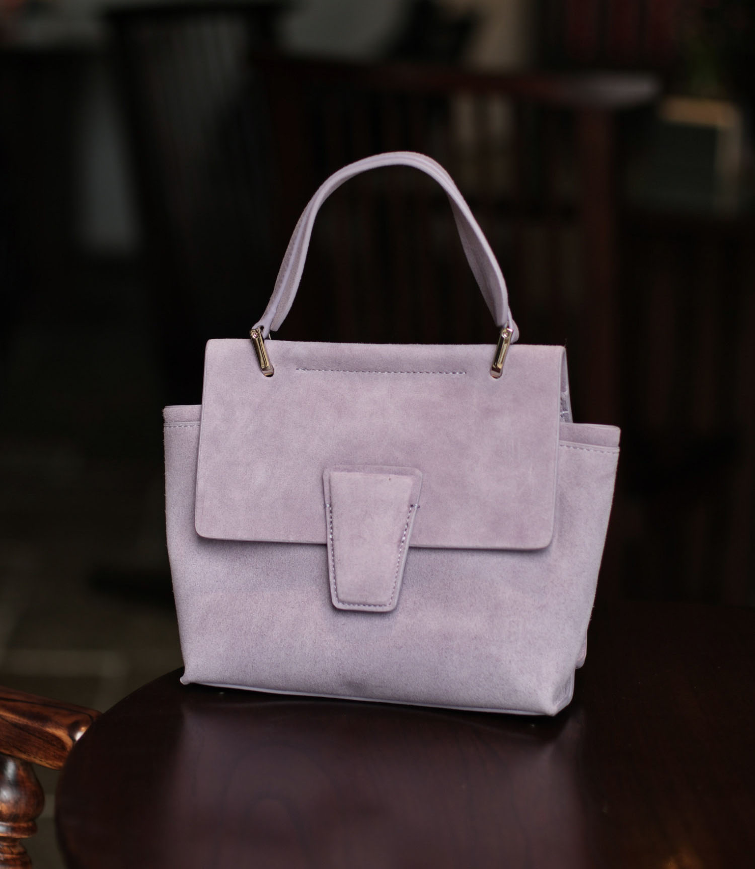 羊猄皮真皮翻蓋手提托特包C0311號