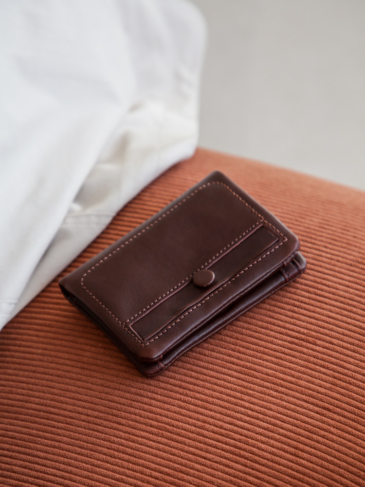DEEPKEE 植鞣頭層牛皮短款錢包1391 號