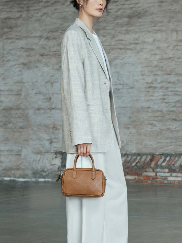 DEEPKEE 植鞣牛皮復古コミ真皮手提小方包女 05096524 號