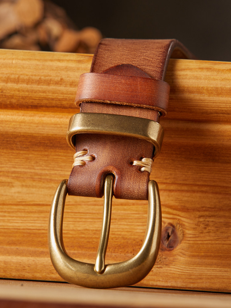 DEEPKEE 手作り百搭銅扣真皮腰帶 9342 號