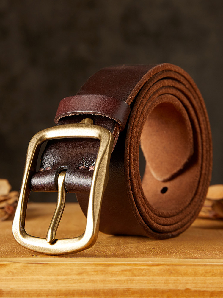 DEEPKEE 手作り純牛皮銅扣腰帶 7732 號