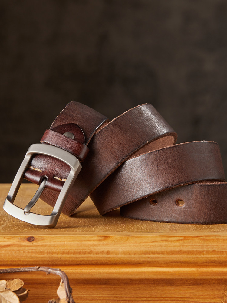 DEEPKEE 手作り頭層牛皮腰帶 7726 號