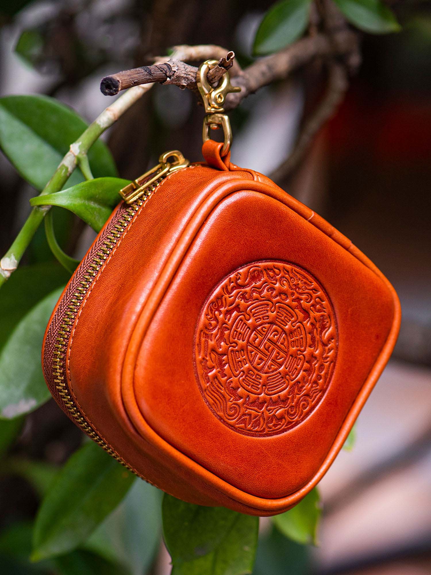 DEEPKEE 太空艙文玩包 核桃核手串收納包 便攜真皮腰包 YB0299 號