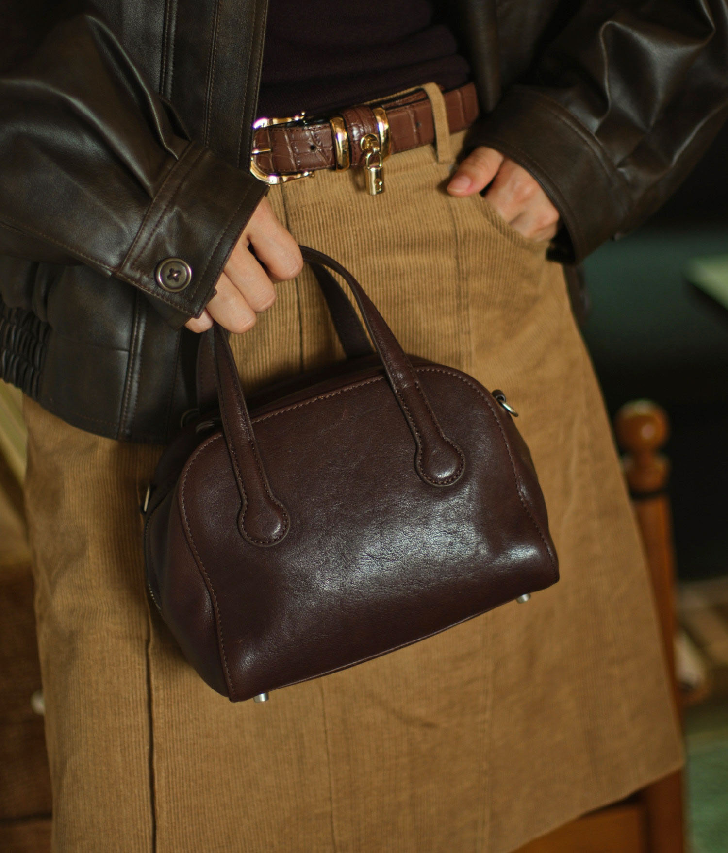 DEEPKEE 眞皮メラルド手提包 W3808 號