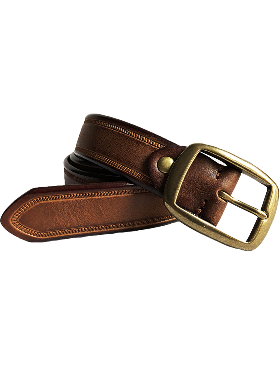 DEEPKEE 手作り純銅針扣頭層牛皮腰帶 0829 號