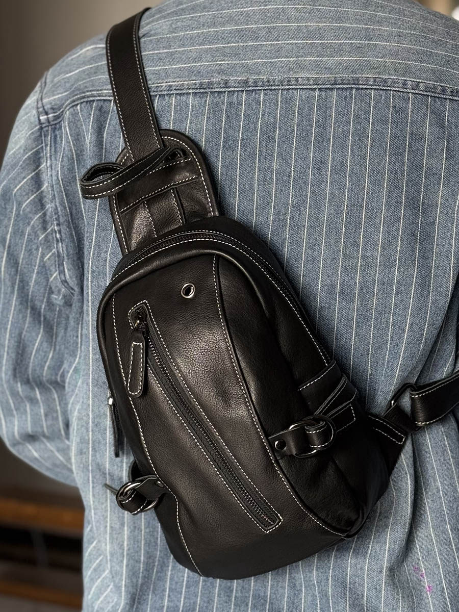 DEEPKEE時尚潮流真皮胸包0-19號