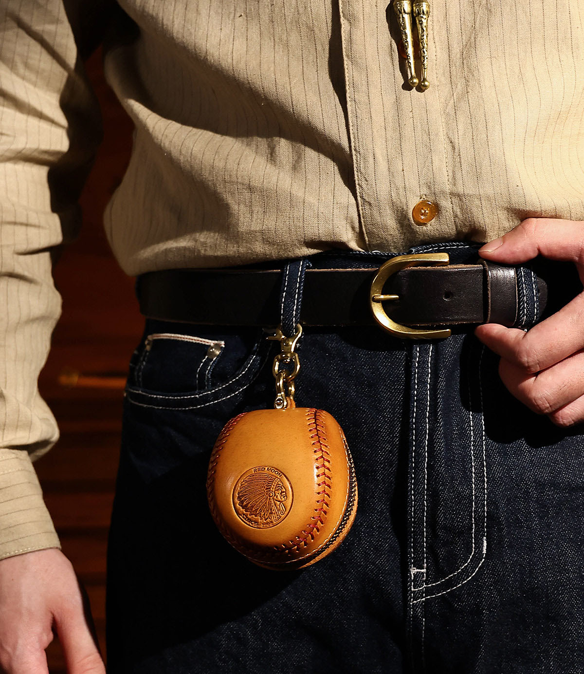 純手工縫線復古棒球皮鑰匙包KW-8102號