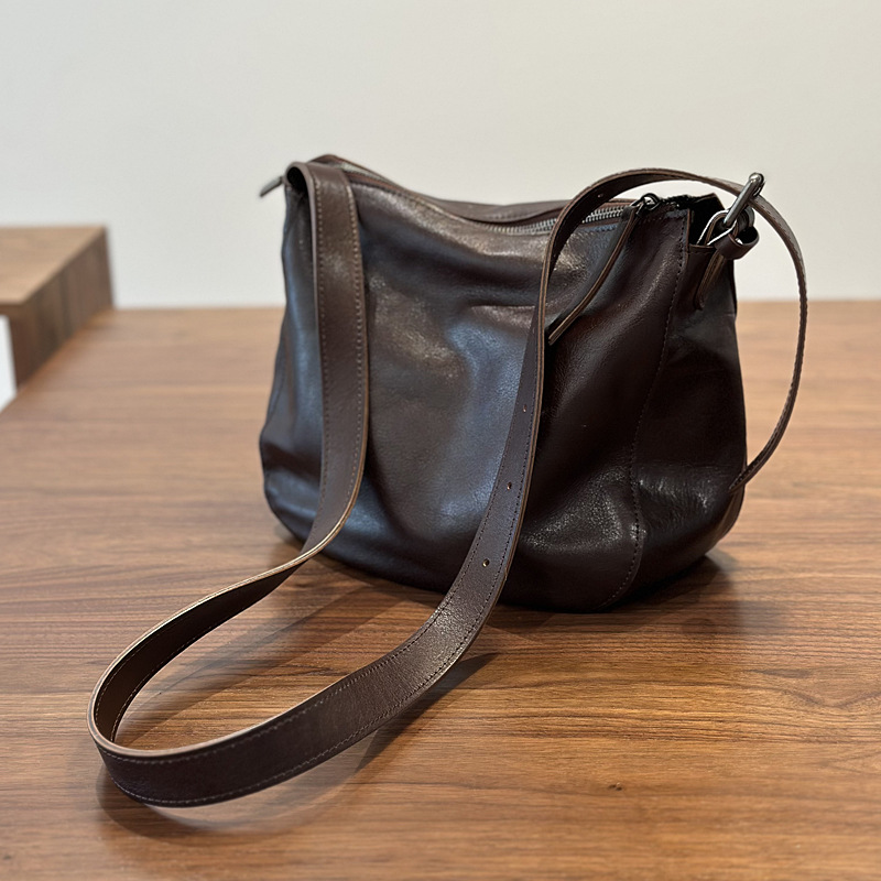 DEEPKEE 自然な風合い植鞣牛皮斜挎包23018 號