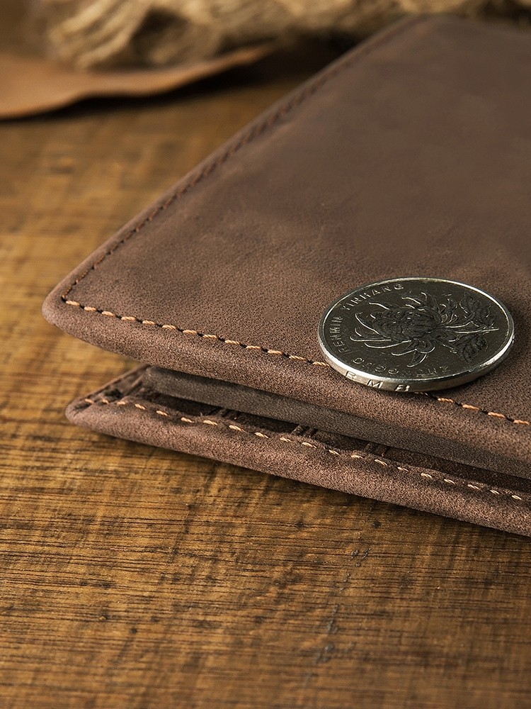 DEEPKEE 男士短款真皮錢包 6005 號