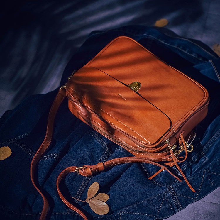 DEEPKEE 美式復古手作り牛皮斜挎包 7738-1 號