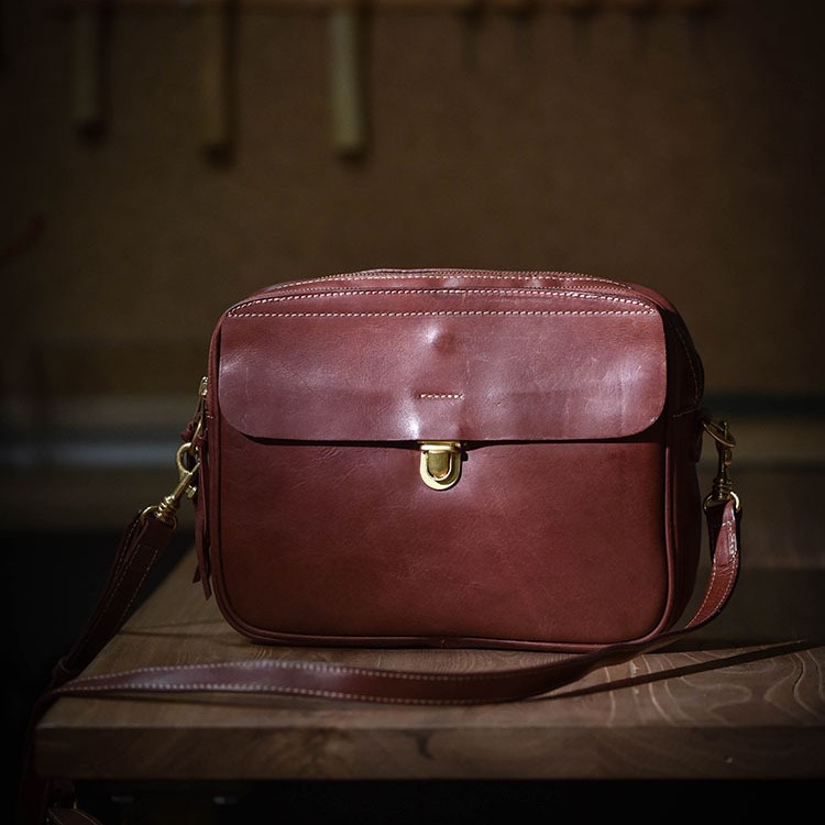 DEEPKEE 美式復古手作り牛皮斜挎包 7738-1 號