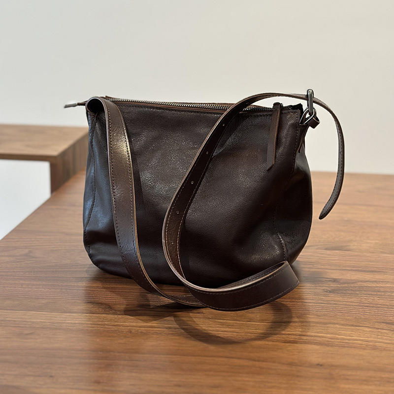 DEEPKEE 自然な風合い植鞣牛皮斜挎包23018 號