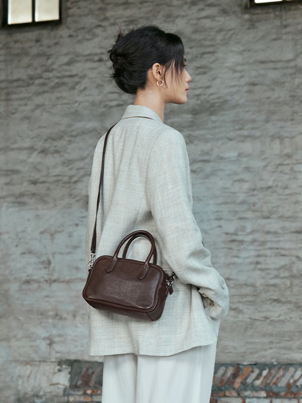 DEEPKEE 植鞣牛皮復古コミ真皮手提小方包女 05096524 號